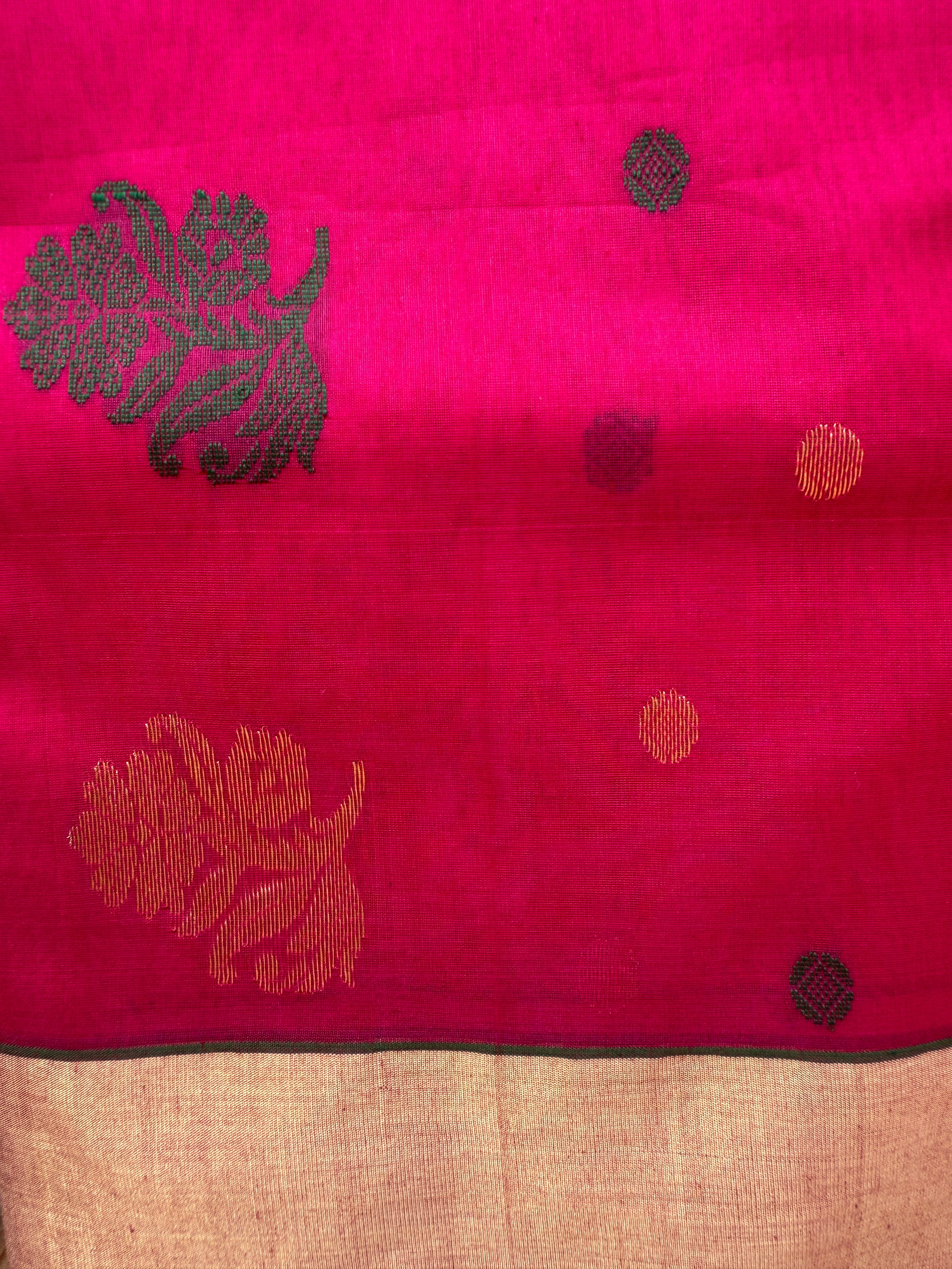Rajnigandha | Magenta Chanderi Silk Saree with Floral Motifs