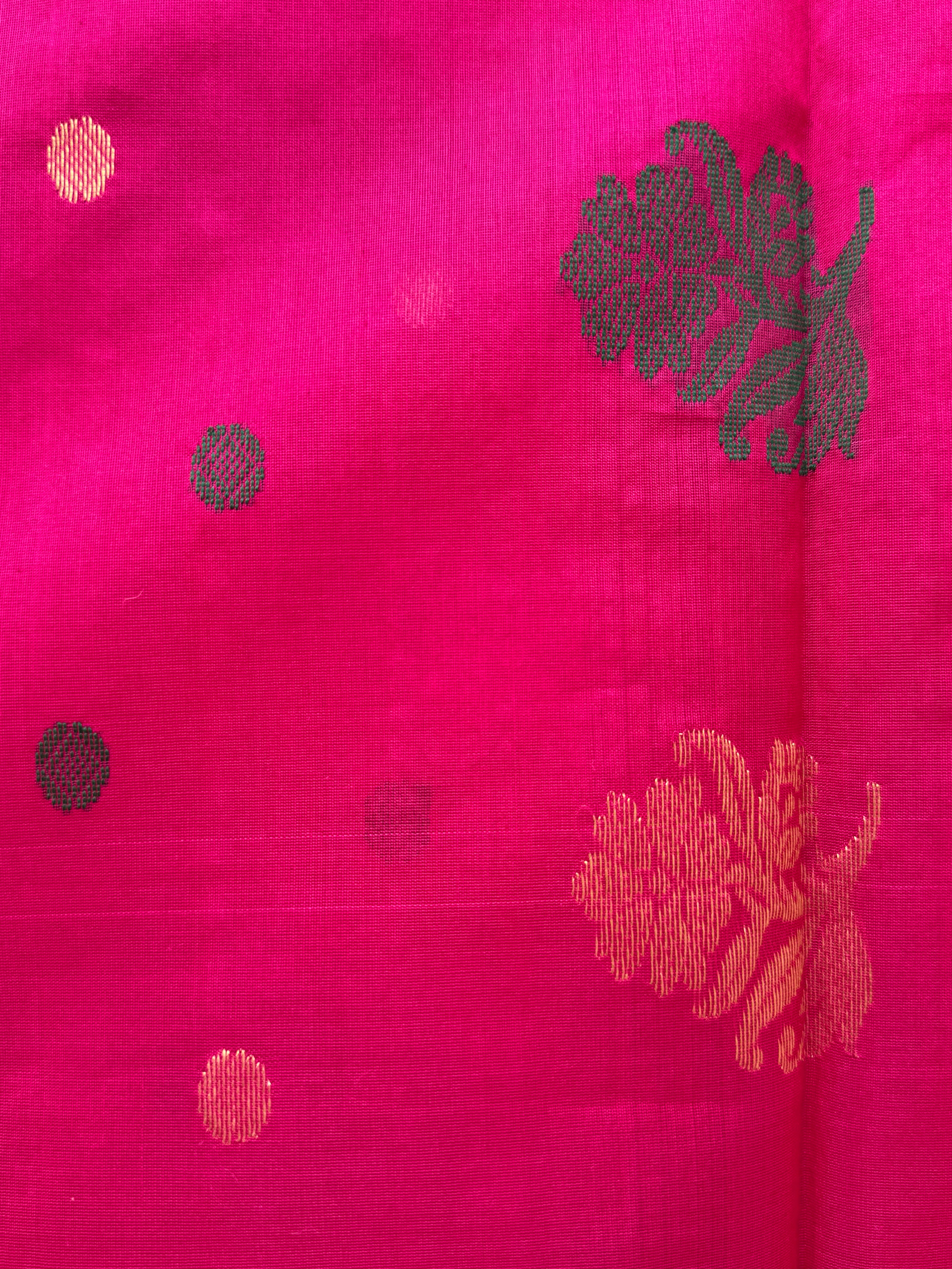 Rajnigandha | Magenta Chanderi Silk Saree with Floral Motifs