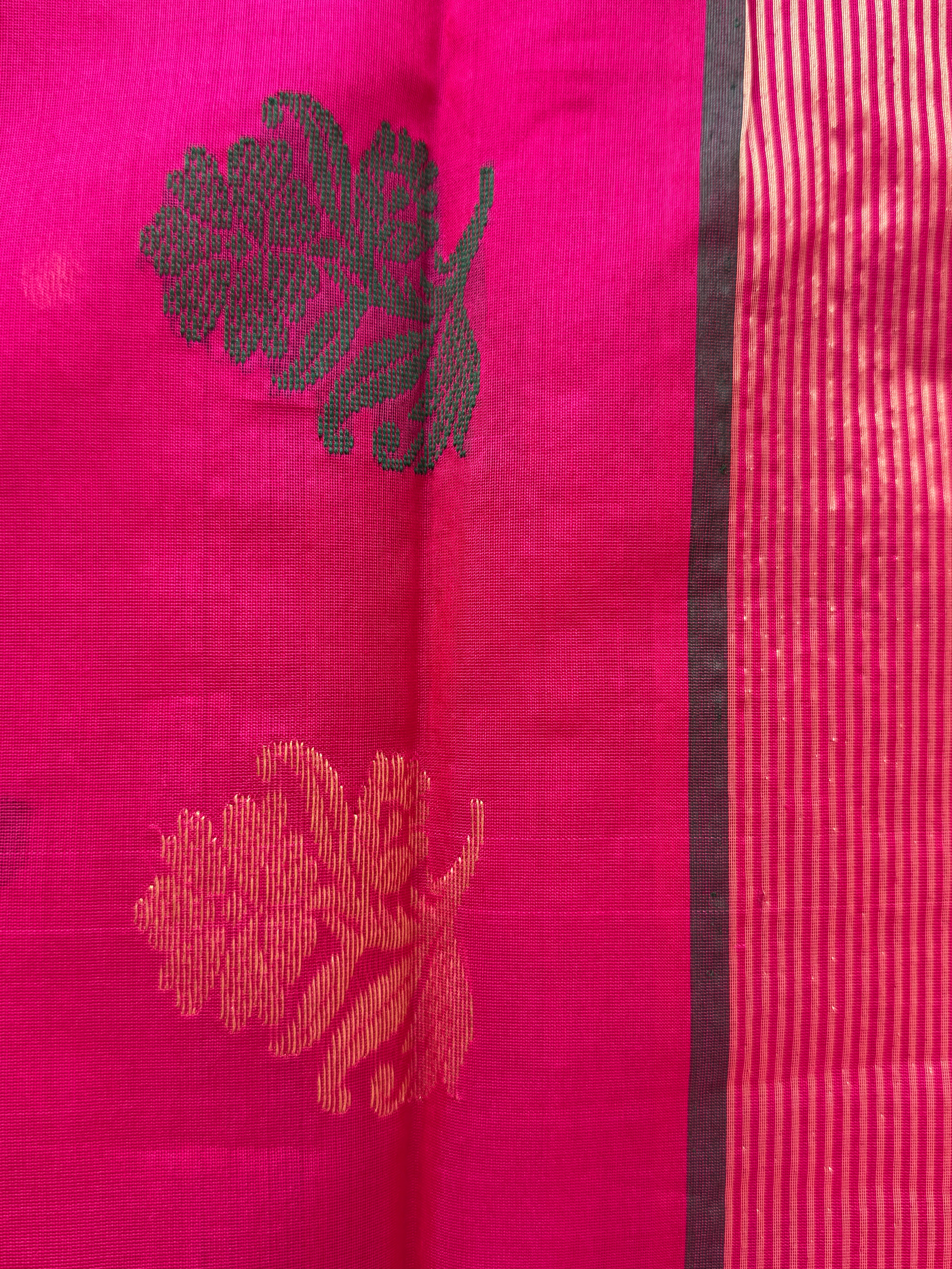 Rajnigandha | Magenta Chanderi Silk Saree with Floral Motifs