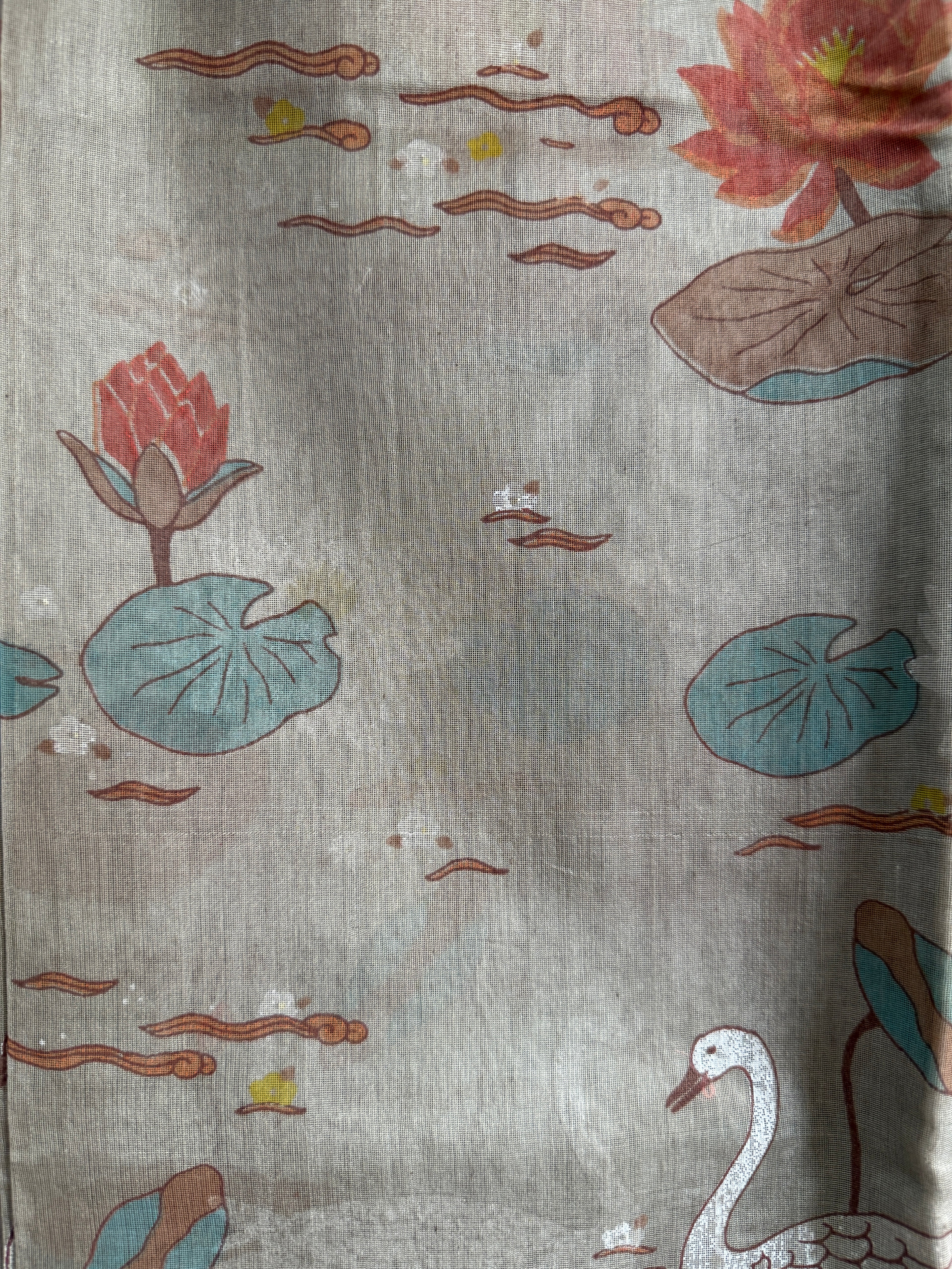 Jhumri | Grey Chanderi Silk Saree with Block Print