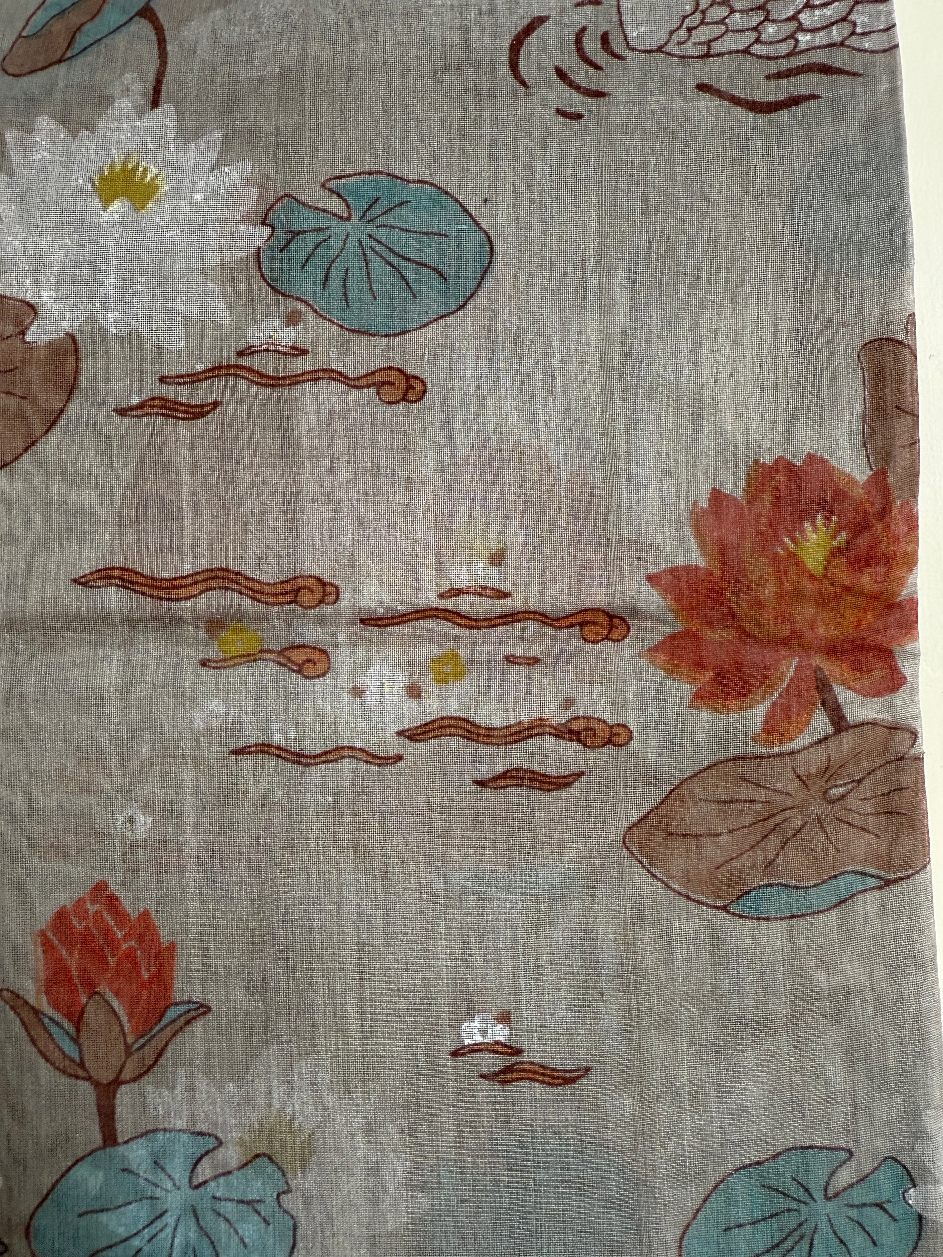 Jhumri | Grey Chanderi Silk Saree with Block Print