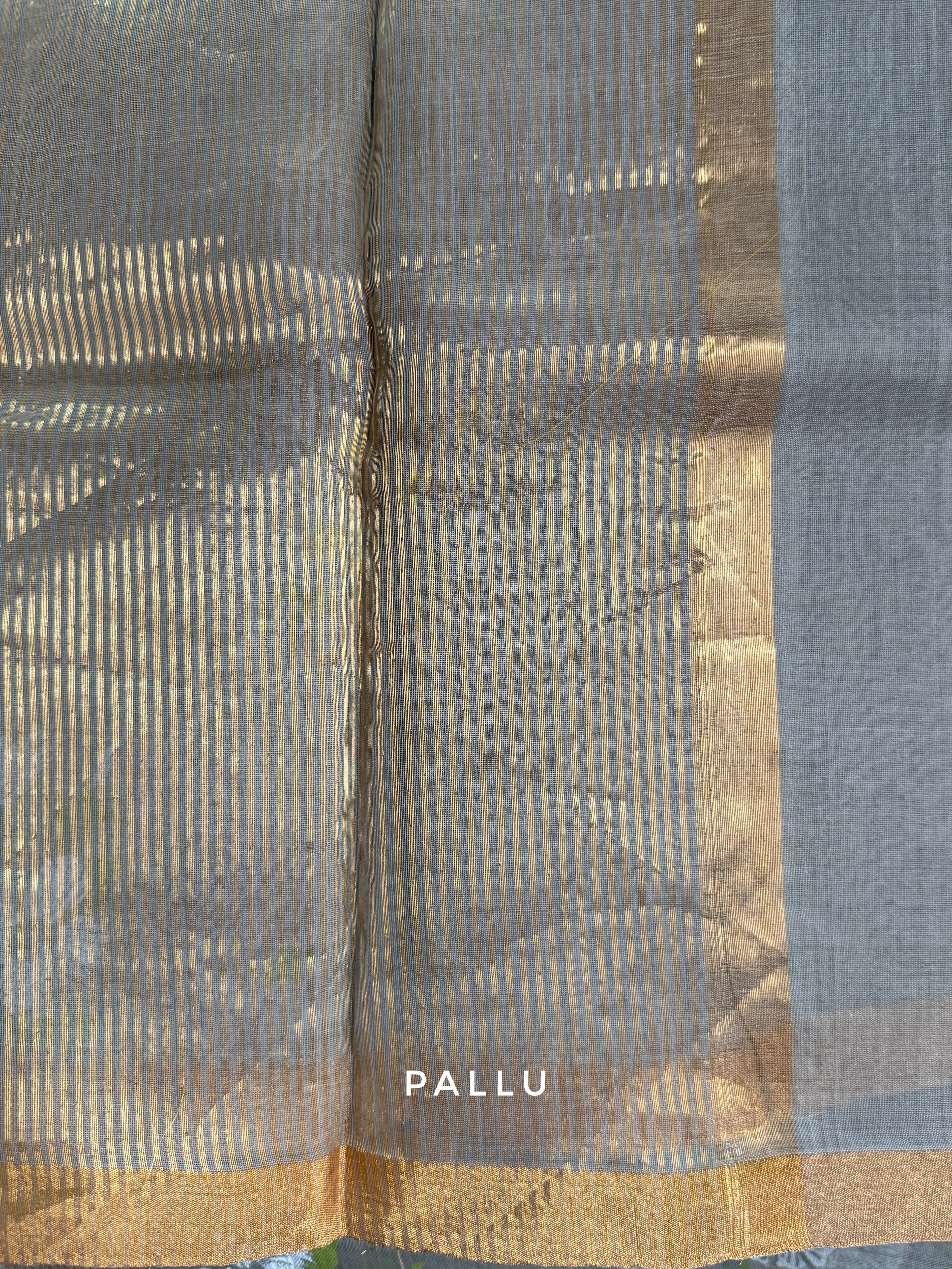 Baagh | Grey Chanderi Silk Saree with Block Print