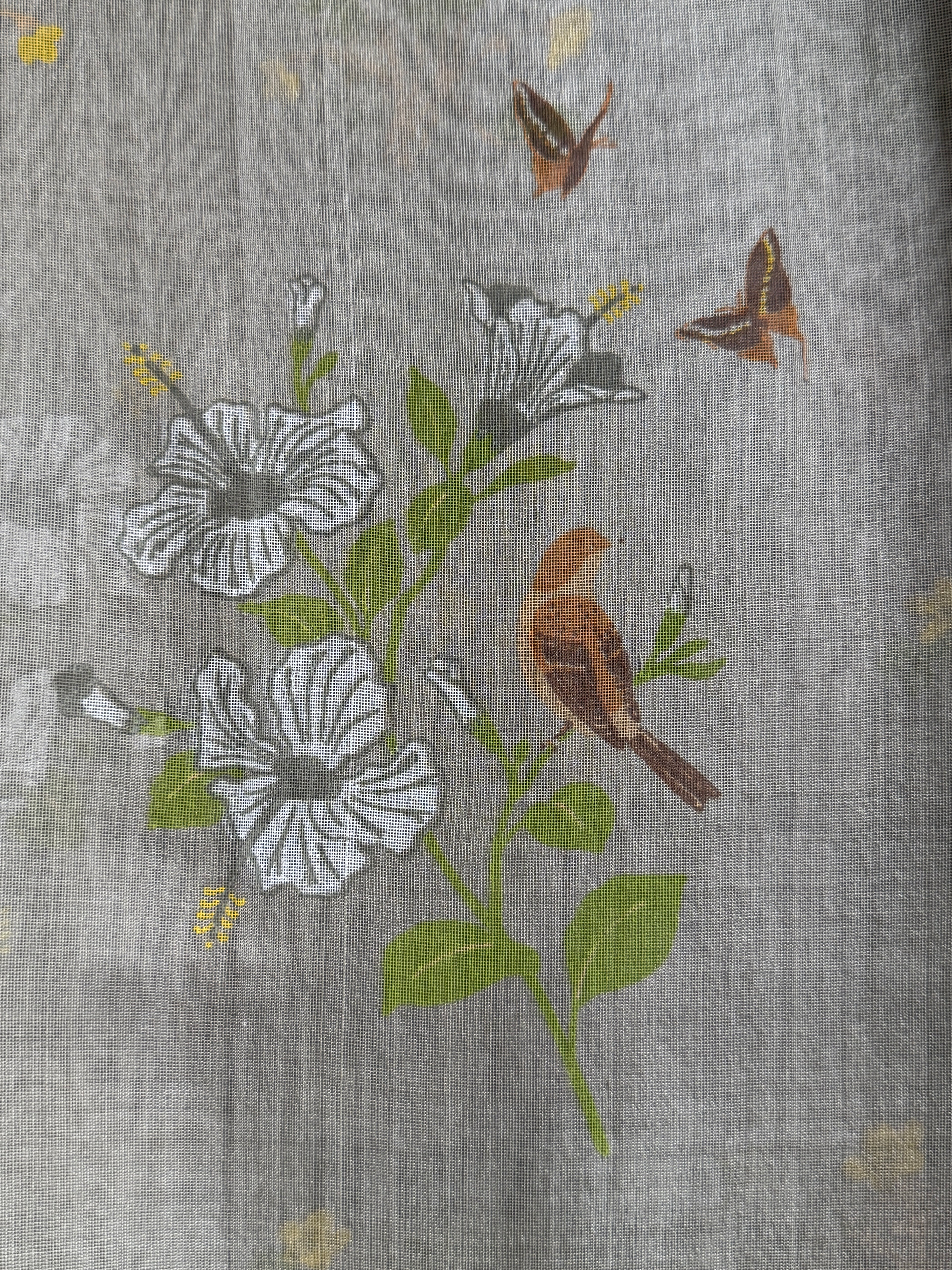 Baagh | Grey Chanderi Silk Saree with Block Print