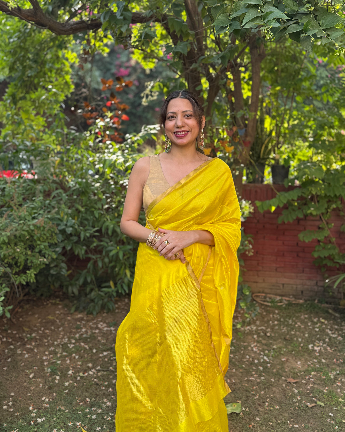 Laila | Lime Yellow Chanderi Pattu Silk Saree