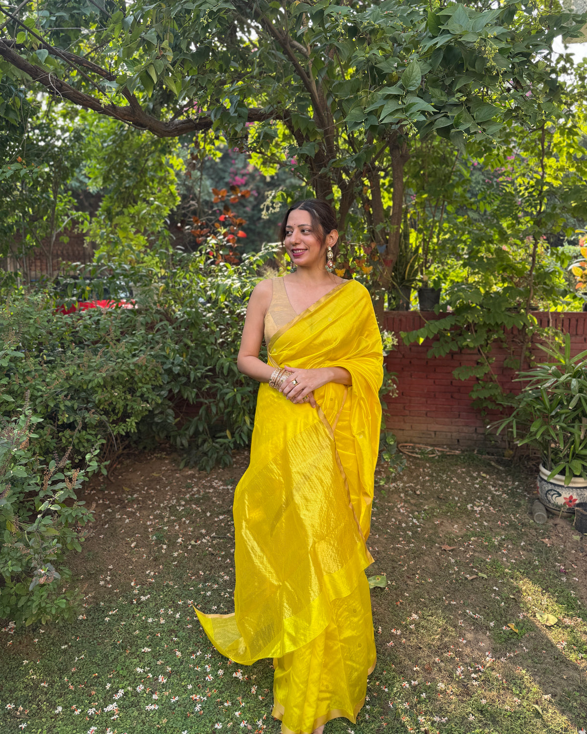 Laila | Lime Yellow Chanderi Pattu Silk Saree