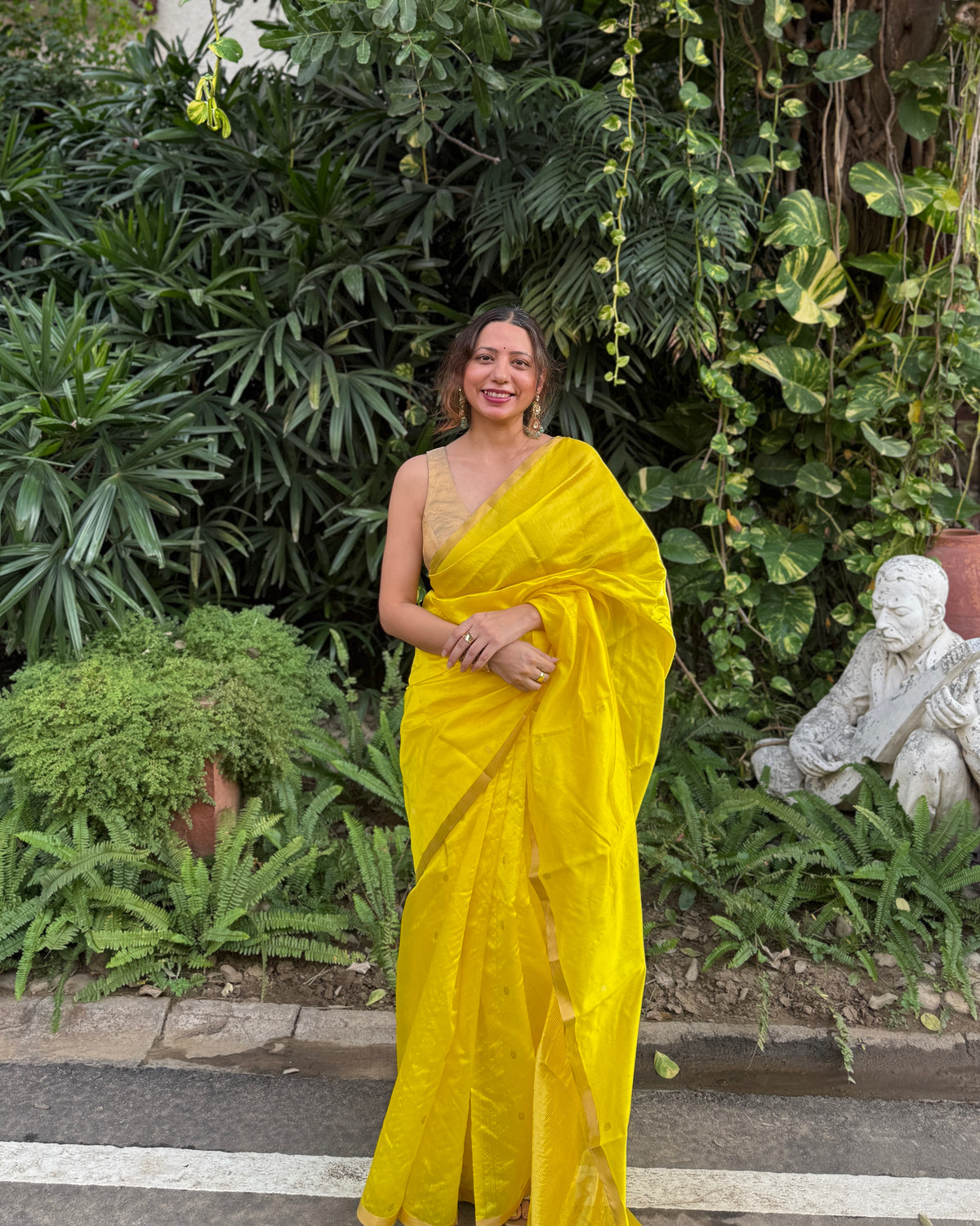 Laila | Lime Yellow Chanderi Pattu Silk Saree