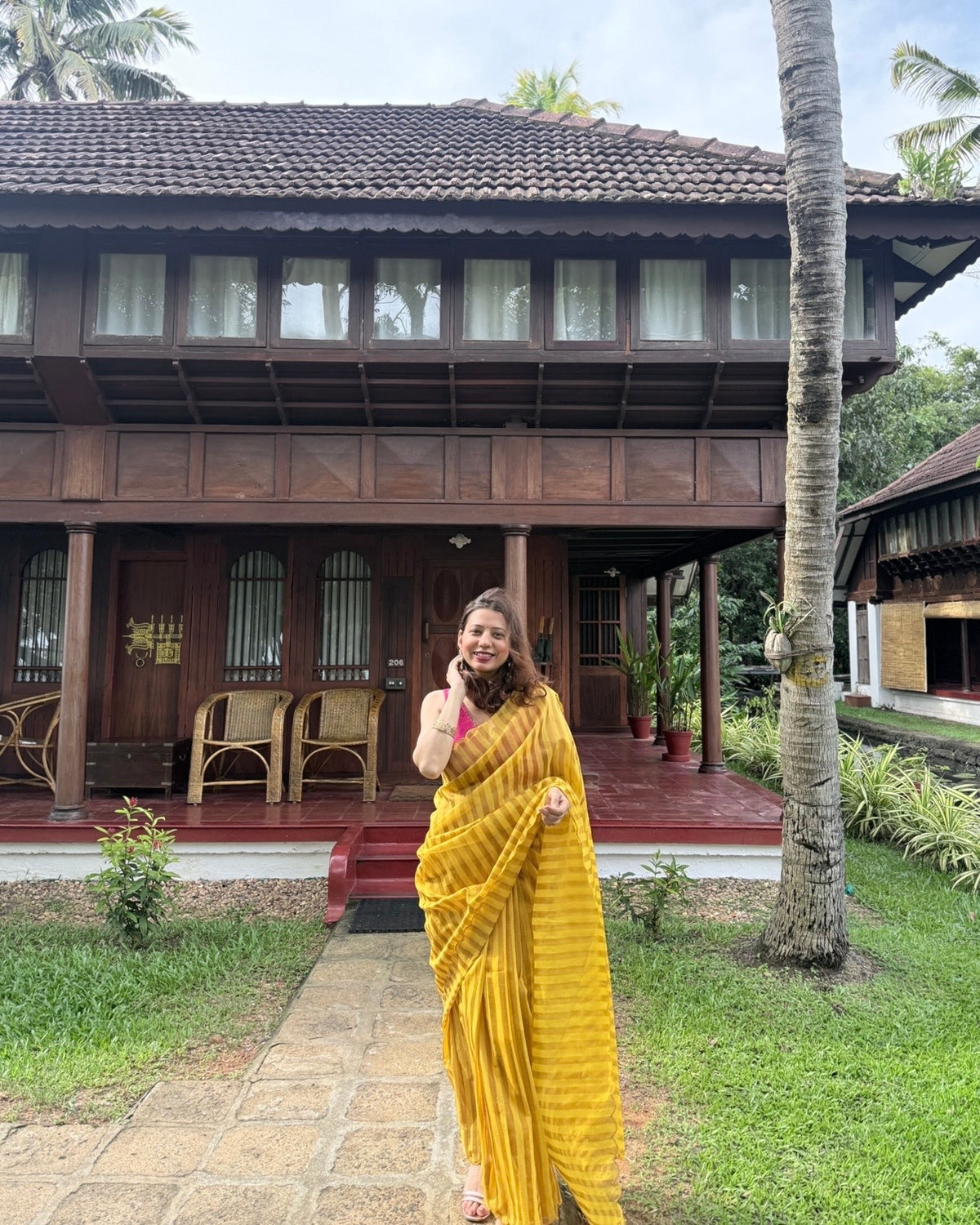 Mehek | Yellow Cotton Silk Saree with Zari stripes