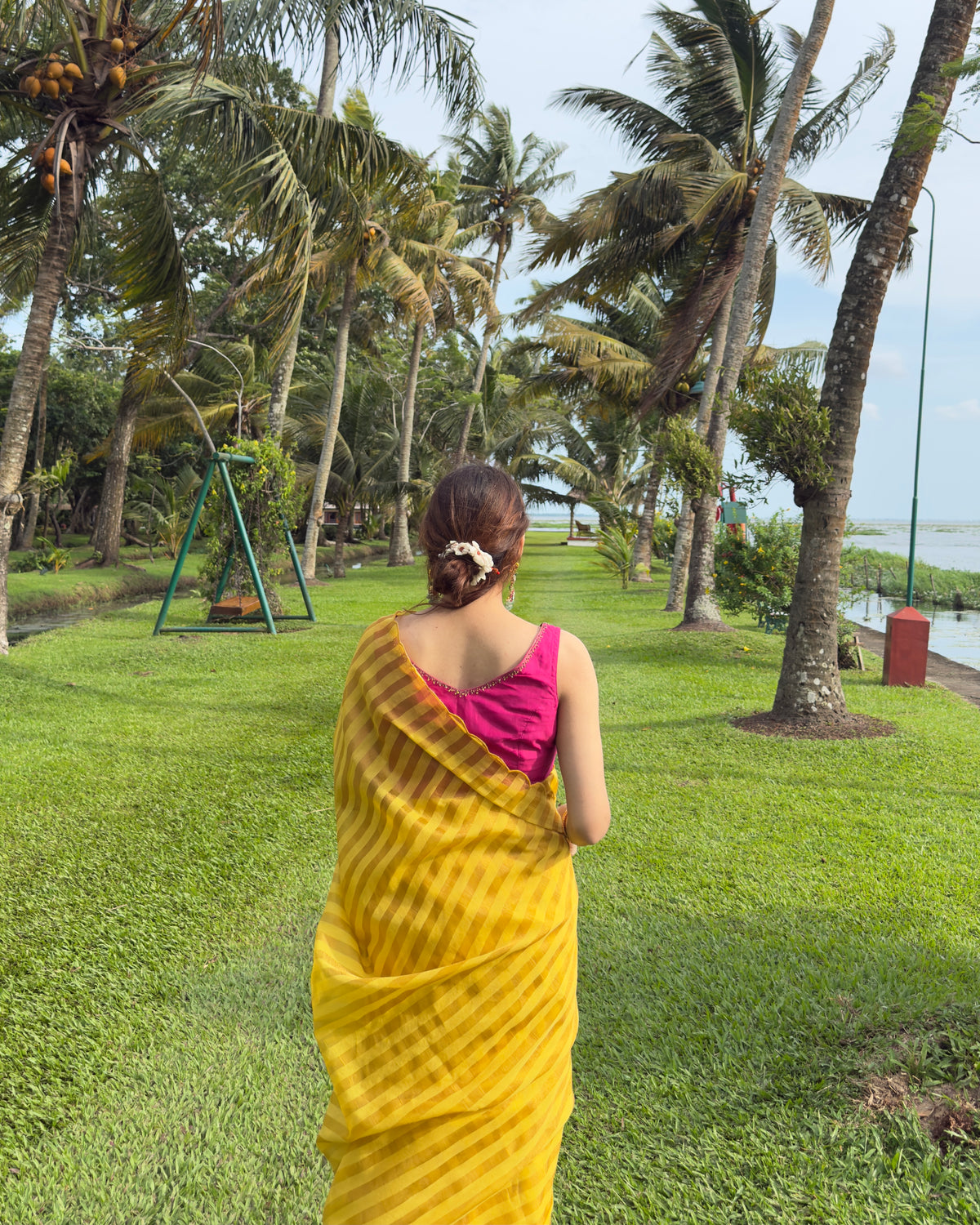 Mehek | Yellow Cotton Silk Saree with Zari stripes