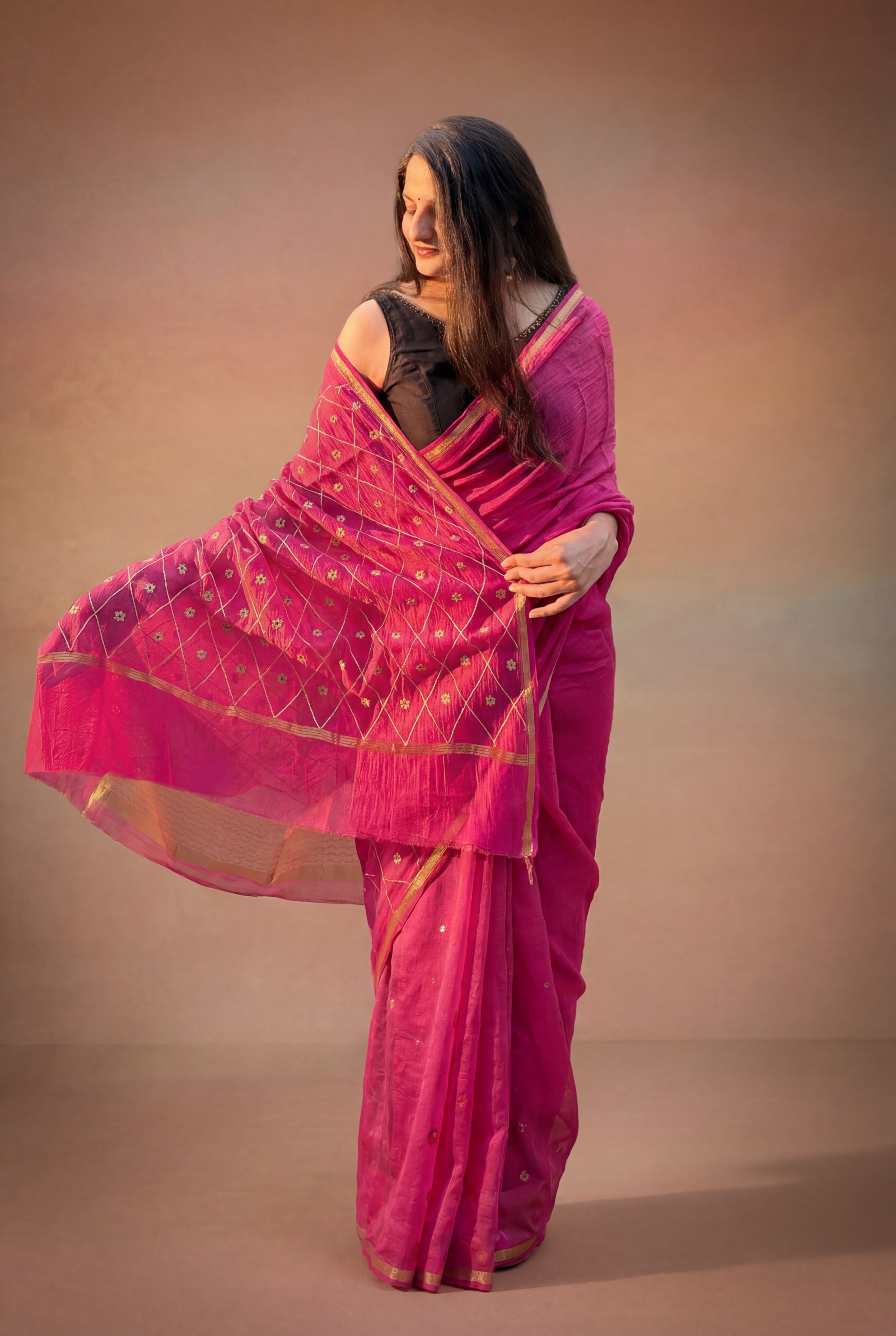 Noor | Pink Embroidered Cotton Silk Saree
