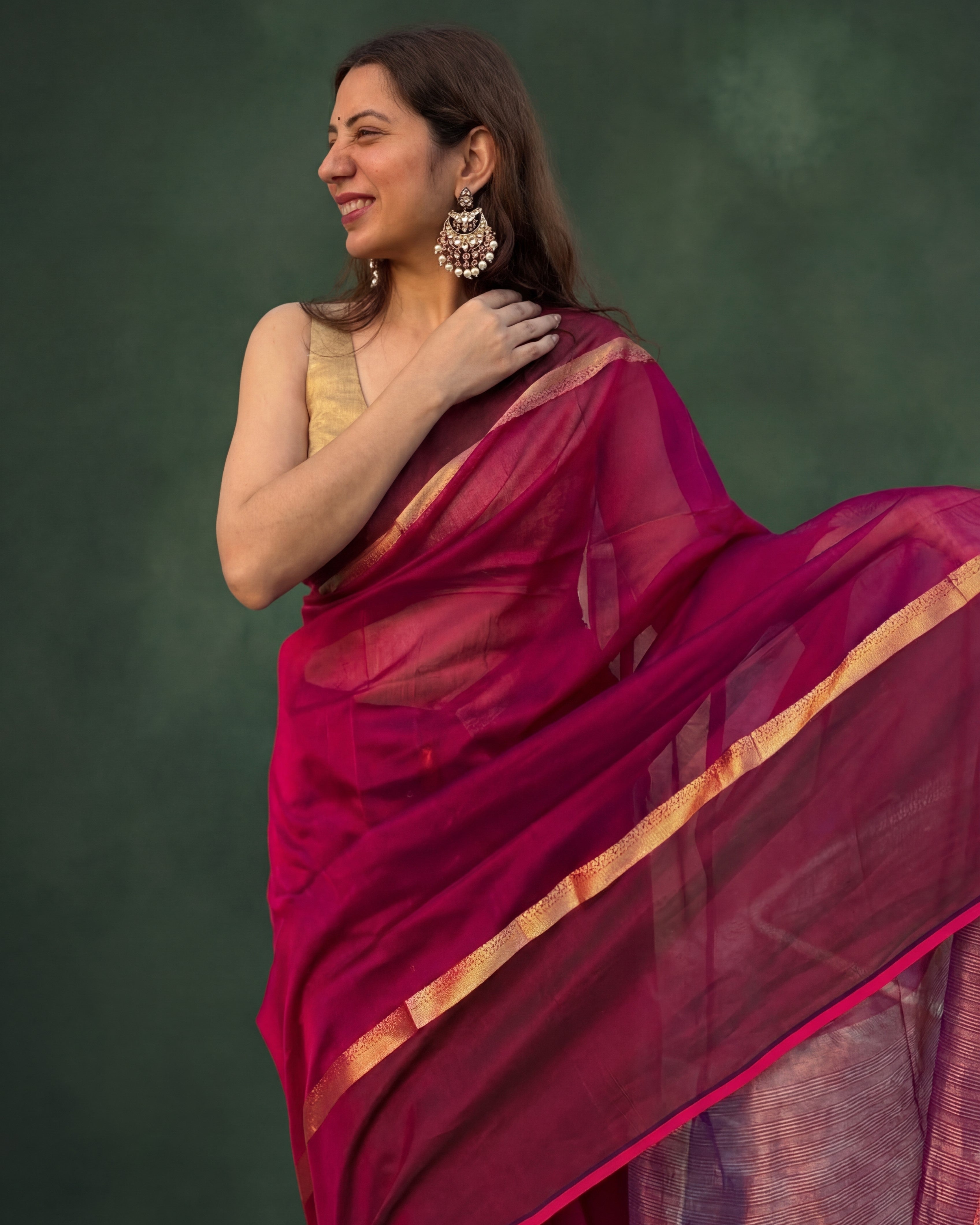 Gulab | Magenta Maheshwari Saree