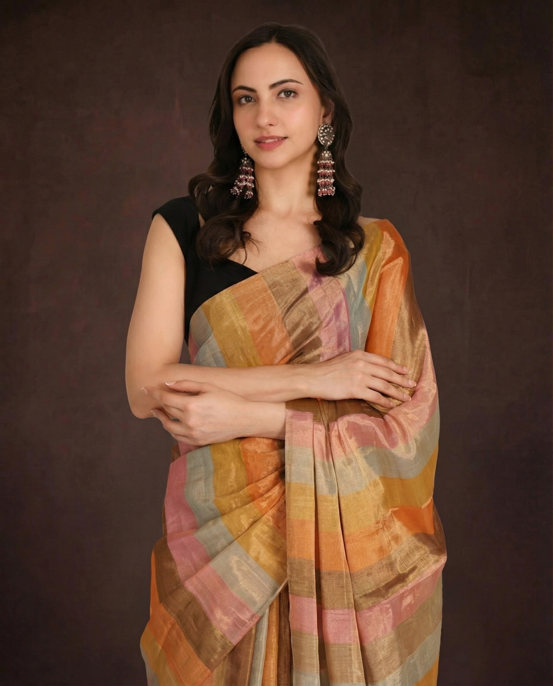 Chamak | Striped Chanderi Tissue Saree