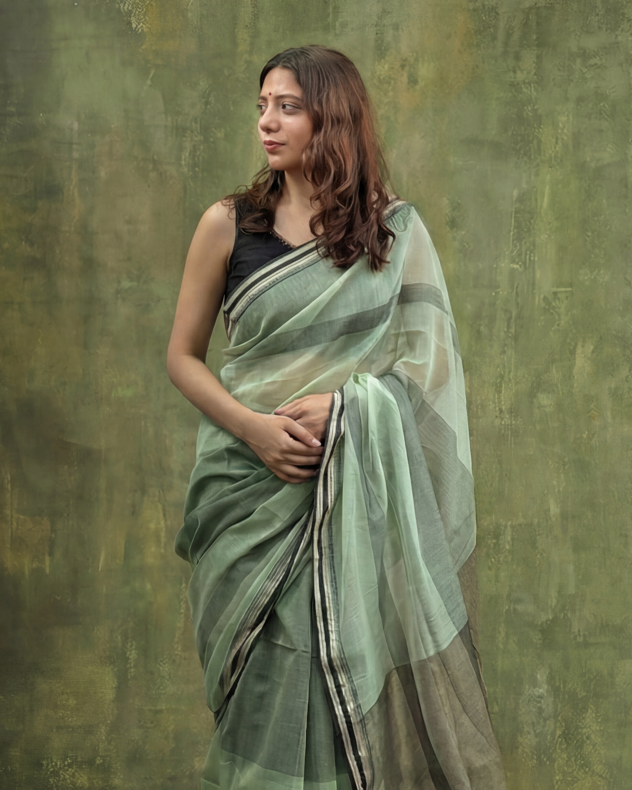 Minty | Mint Green Maheshwari Saree