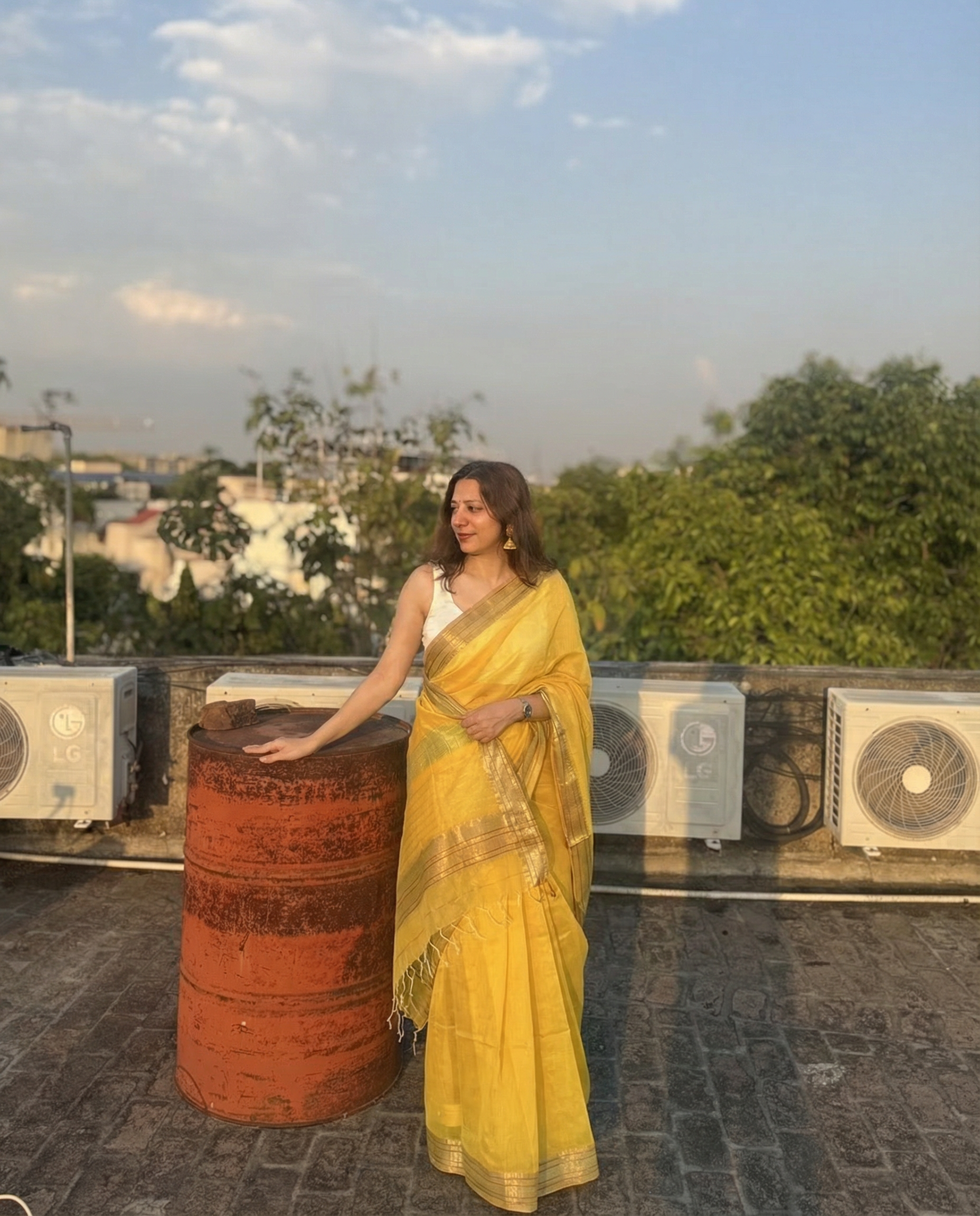 Nimbu | Yellow Maheshwari Saree
