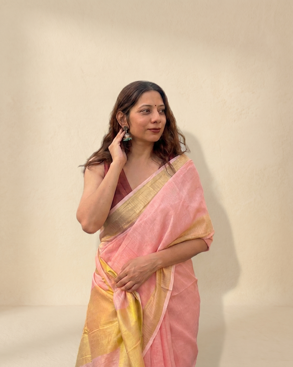 Sorbet | Pink Linen Saree