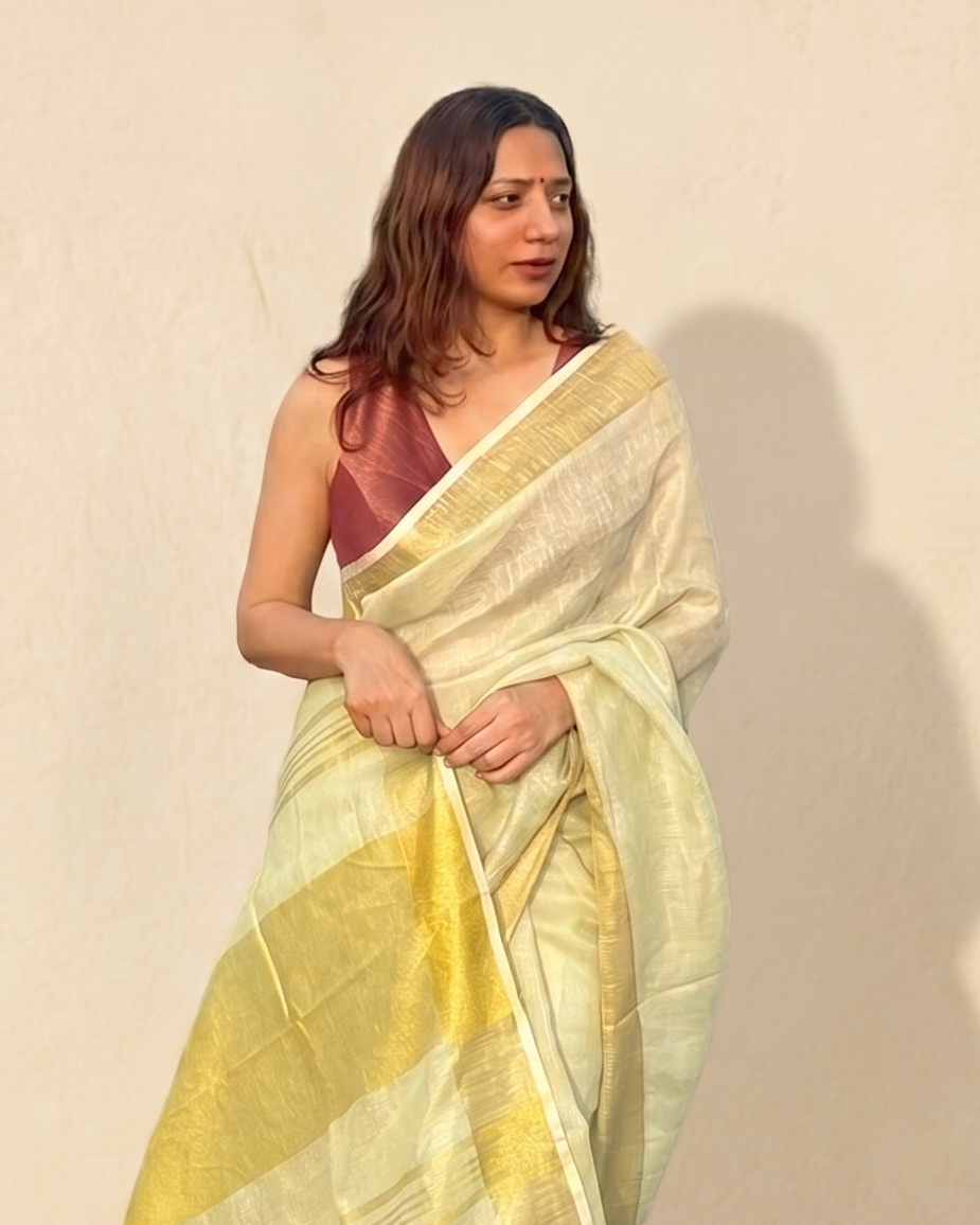 Sorbet | Green Linen Saree