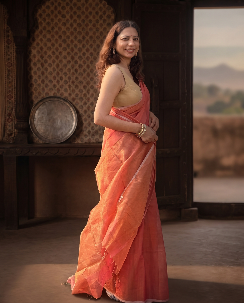 Revati | Maheshwari Tissue Silk Saree