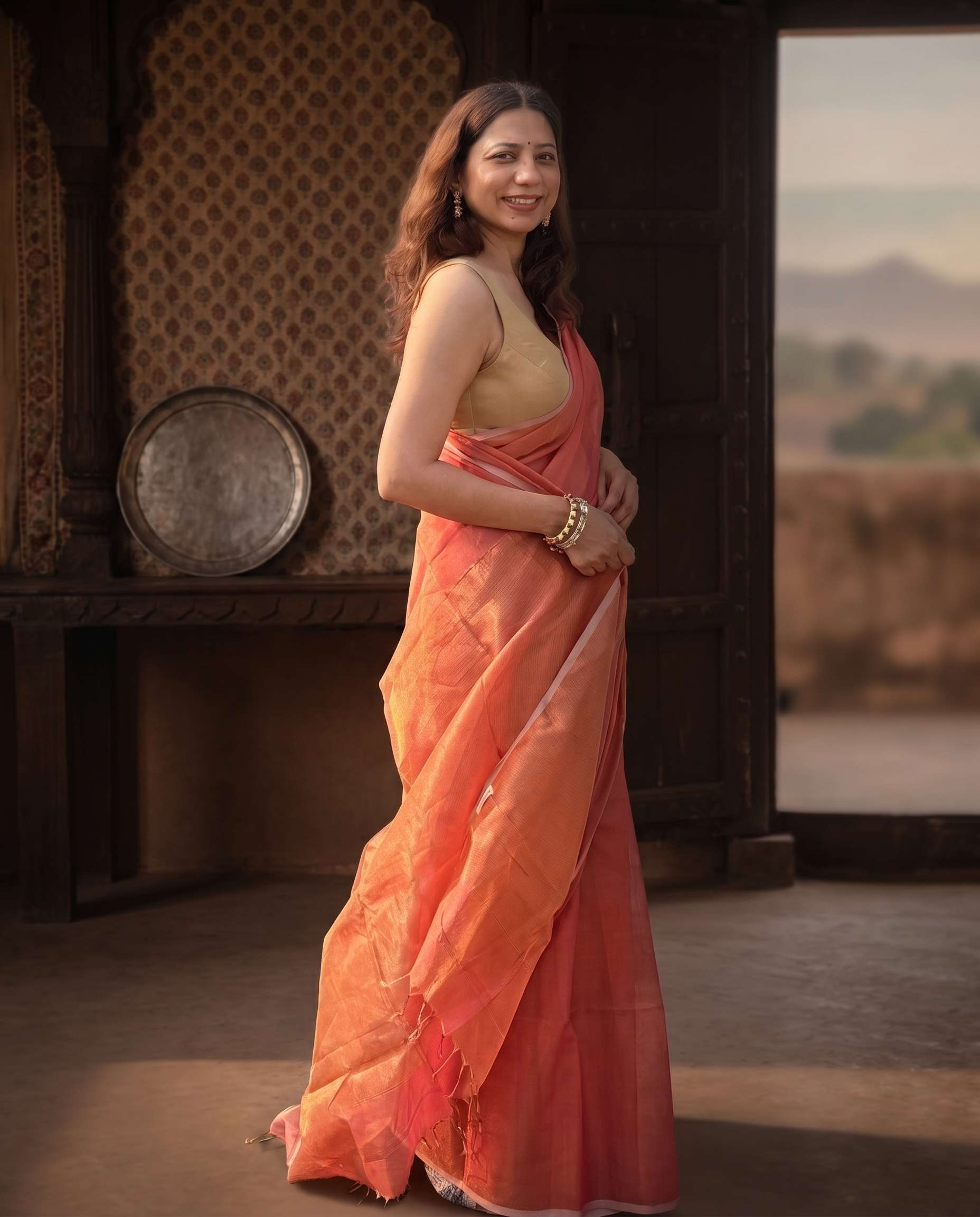 Revati | Maheshwari Tissue Silk Saree