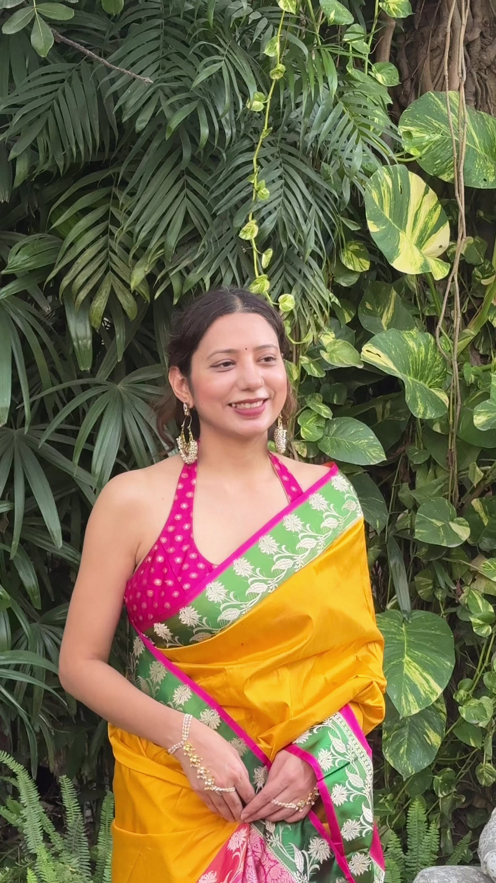 Sajni | Yellow Handloom Banarasi Katan Silk Saree